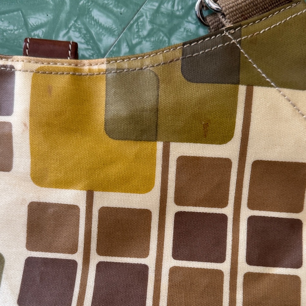 Orla Kiely Geometric Patterned Brown and Green Women's Bag - Picture 8 of 13